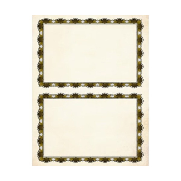 Certificate, CrownGold, 2PerPage, 11inx8.5in, AST,